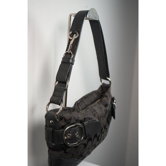 Coach Signature Canvas Leather Crossbody / Shoulder Bag Black - Picture 5 of 7